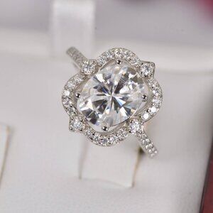 3.9ct Certified All Moissanite Oval Cut Engagement Ring 925